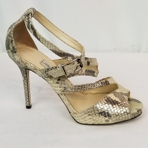 Jimmy Choo Beige Glitter Strappy Sandals size 37 - Picture 2 of 13